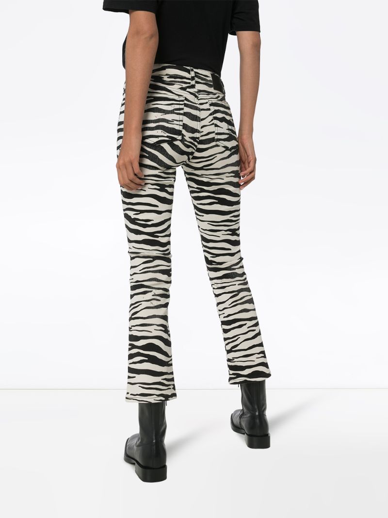 Shop R13 Kick Flare Zebra Print Jeans In Black