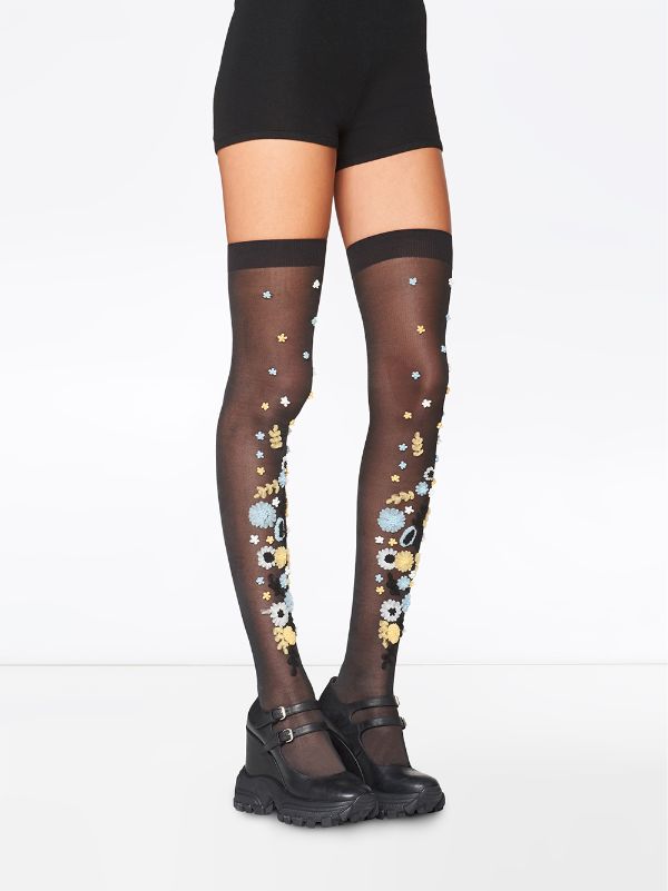 embroidered thigh high boots