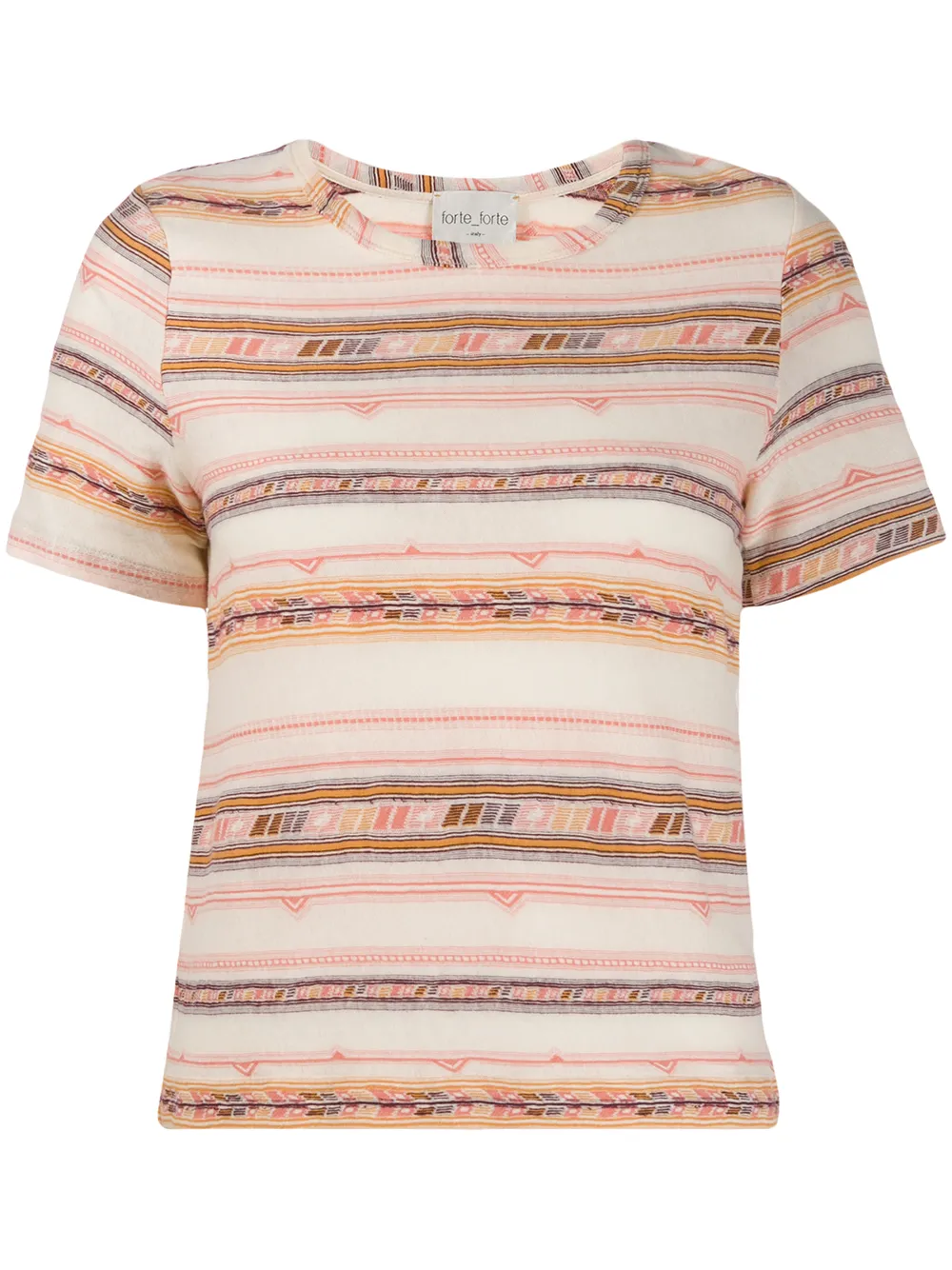 Shop Forte Forte Striped Crew-neck T-shirt In Neutrals