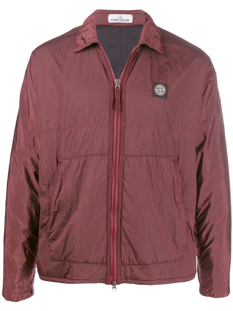 Stone Island Logo Patch Technical Jacket In Red