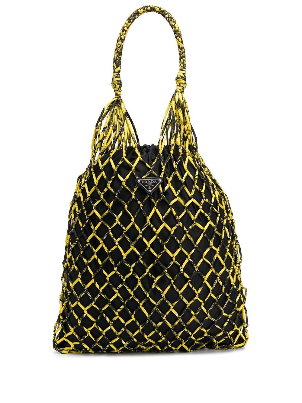 Prada Netted Printed Tote In 黄色