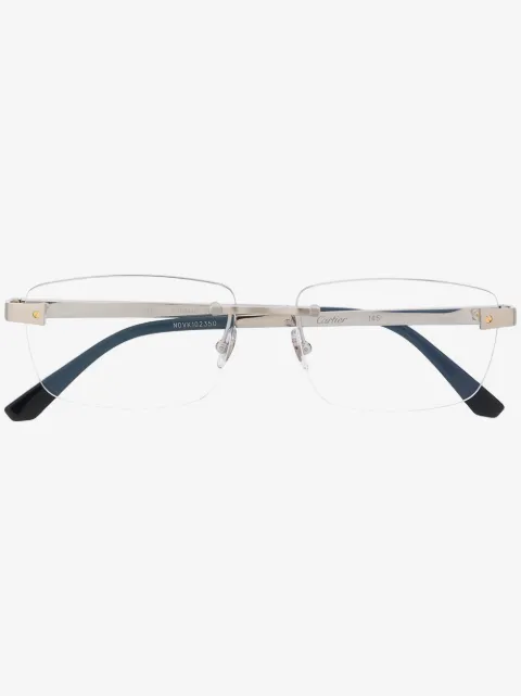 Cartier Eyewear uindfattede briller med rektangulært stel