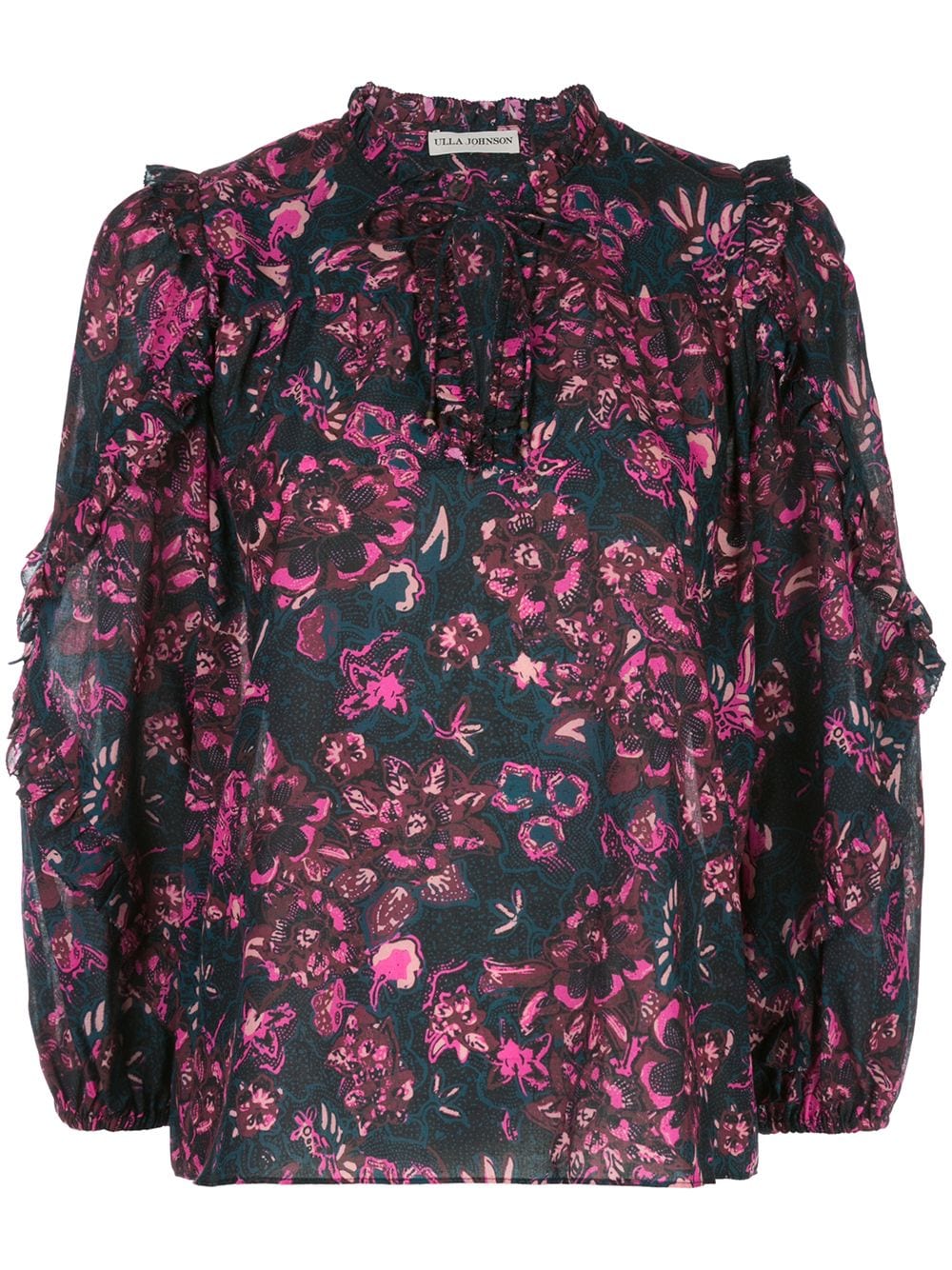 Ulla Johnson Floral Shift Blouse In Blue