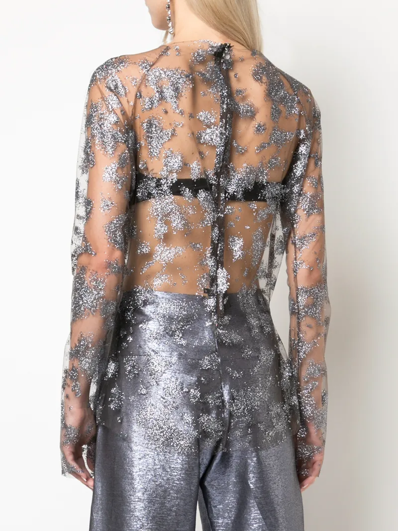 Paula Knorr Sheer Detail Blouse In White