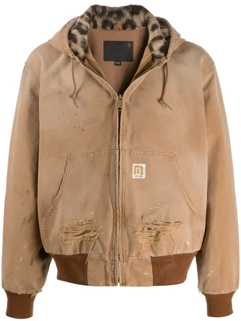 insulated denim jacket with hood