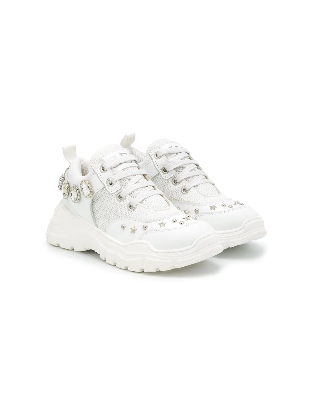 Ermanno Scervino Junior Teen Stud-embellished Chunky Trainers In White