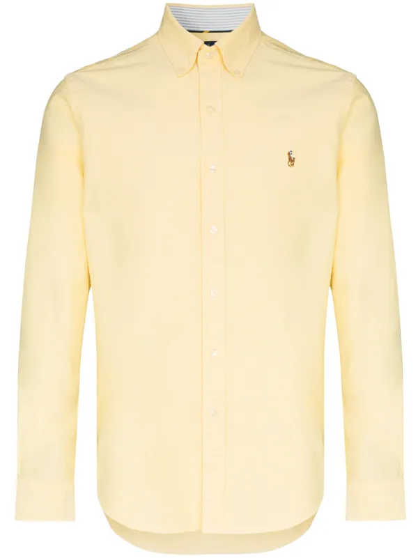 yellow button down polo shirt