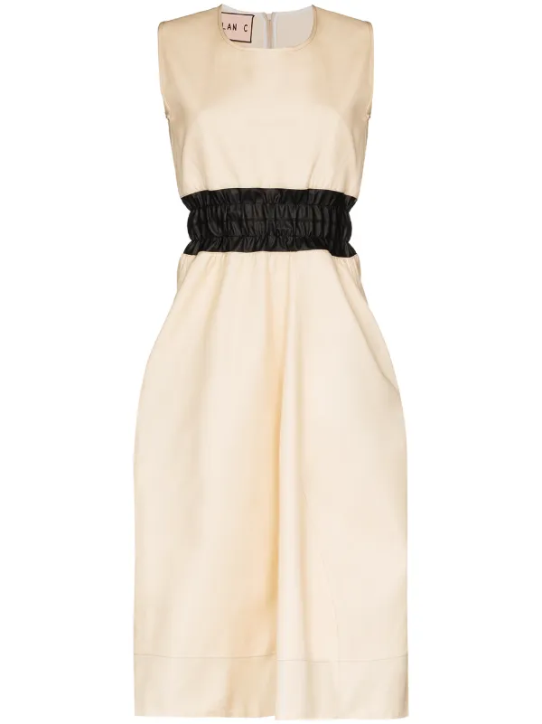 shirred waist midi dress