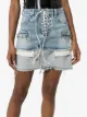 UNRAVEL PROJECT lace-up reverse hem denim skirt