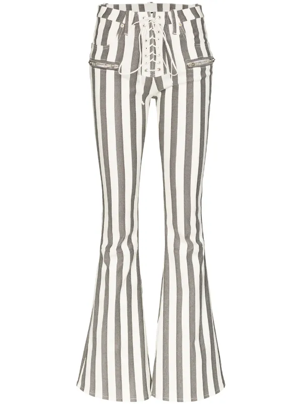 black striped flared trousers