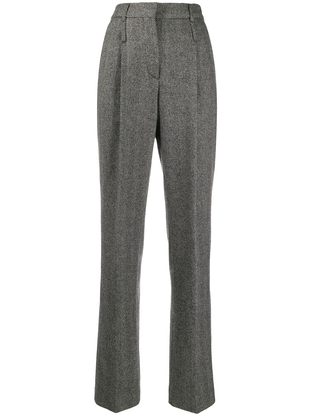 

Moschino Pre-Owned 1990s tailored herringbone trousers - Grey