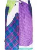 DUOltd check print track shorts - Purple