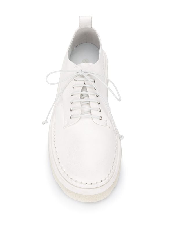 white lace up flats