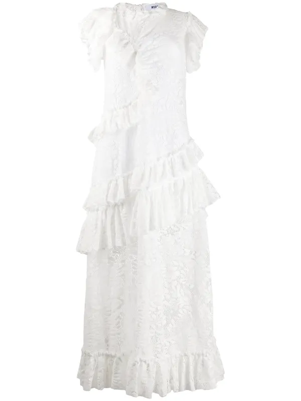 msgm white ruffle dress