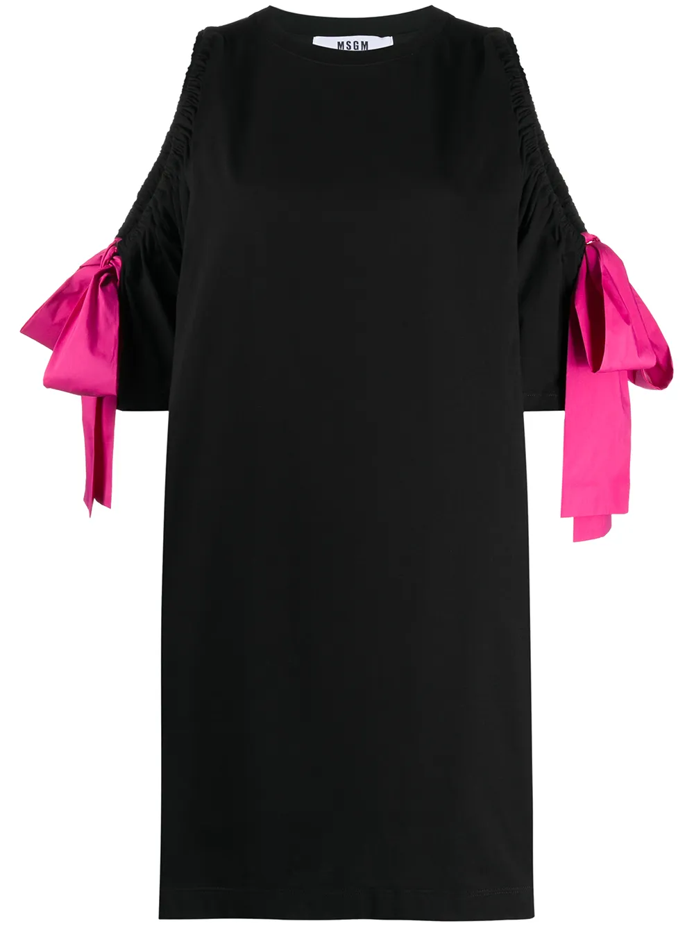 Msgm Cut-out Detail Bow Sleeve Dress In Black