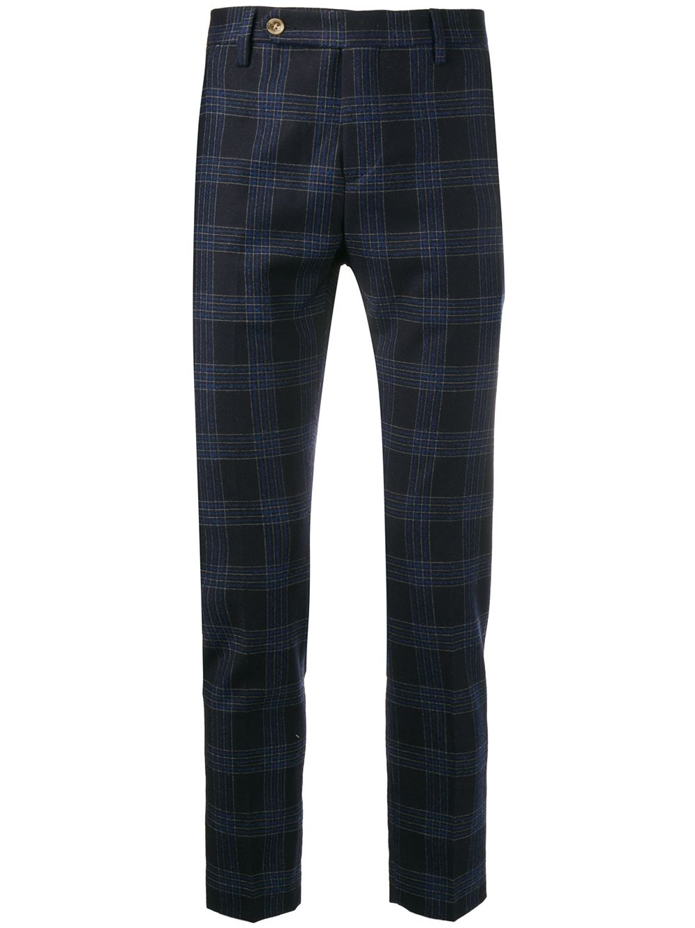 Entre Amis Checked Print Straight Leg Trousers In Blue