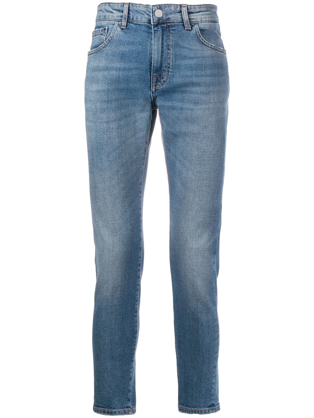 Entre Amis Cropped Denim Jeans In Blue