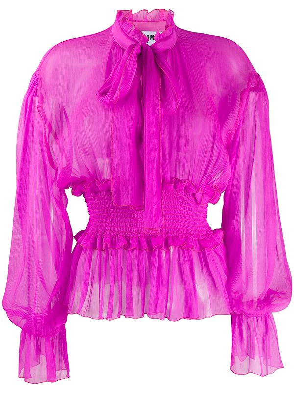 tie neck chiffon blouse