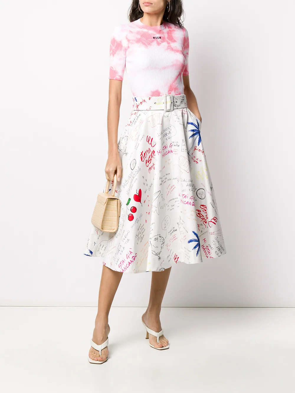 MSGM T-shirt met tie-dye print - Wit