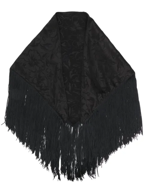 MSGM floral-jacquard fringed satin scarf