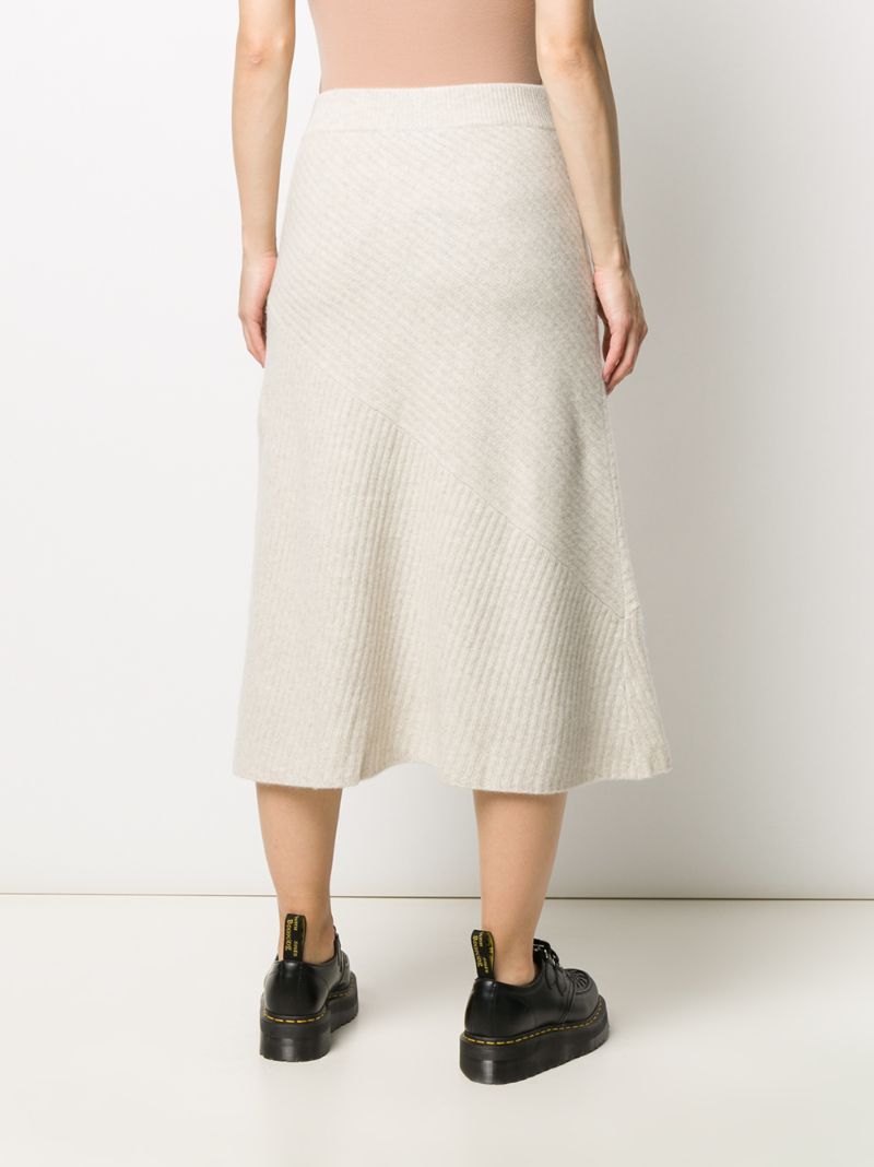 Shop Pringle Of Scotland Knitted Ribbed Skirt In Neutrals