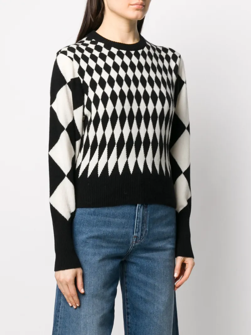 Shop Pringle Of Scotland Diamond Intarsia Jumper In Black