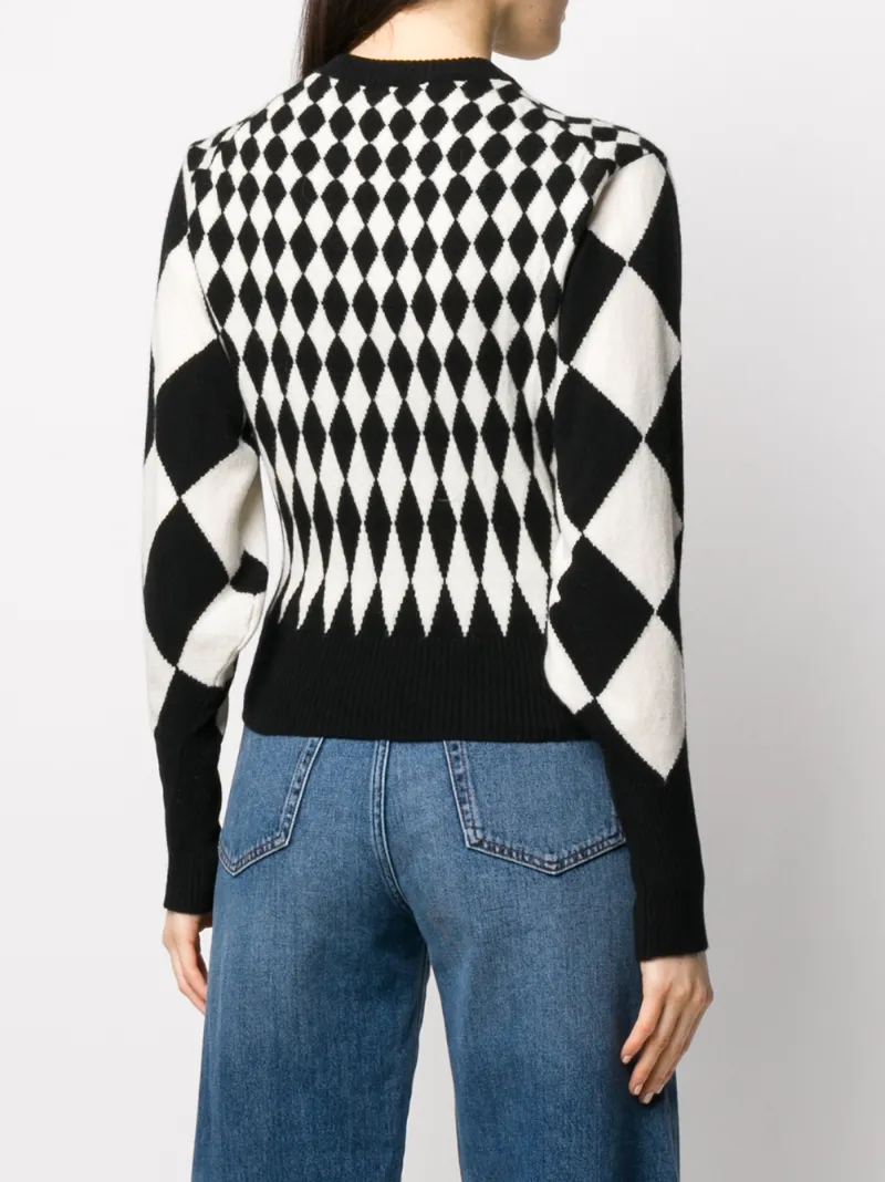 Shop Pringle Of Scotland Diamond Intarsia Jumper In Black