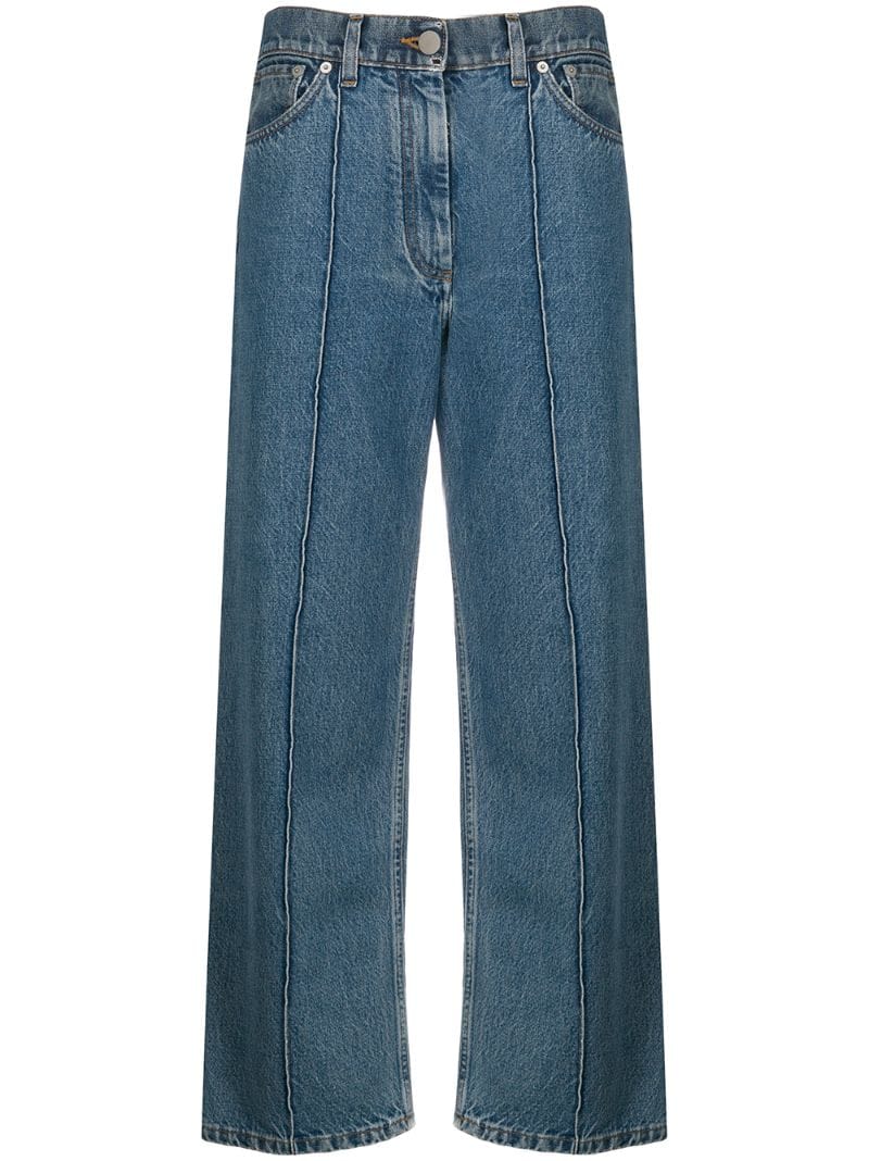 PRINGLE OF SCOTLAND WIDE-LEG CROPPED PINTUCK JEANS