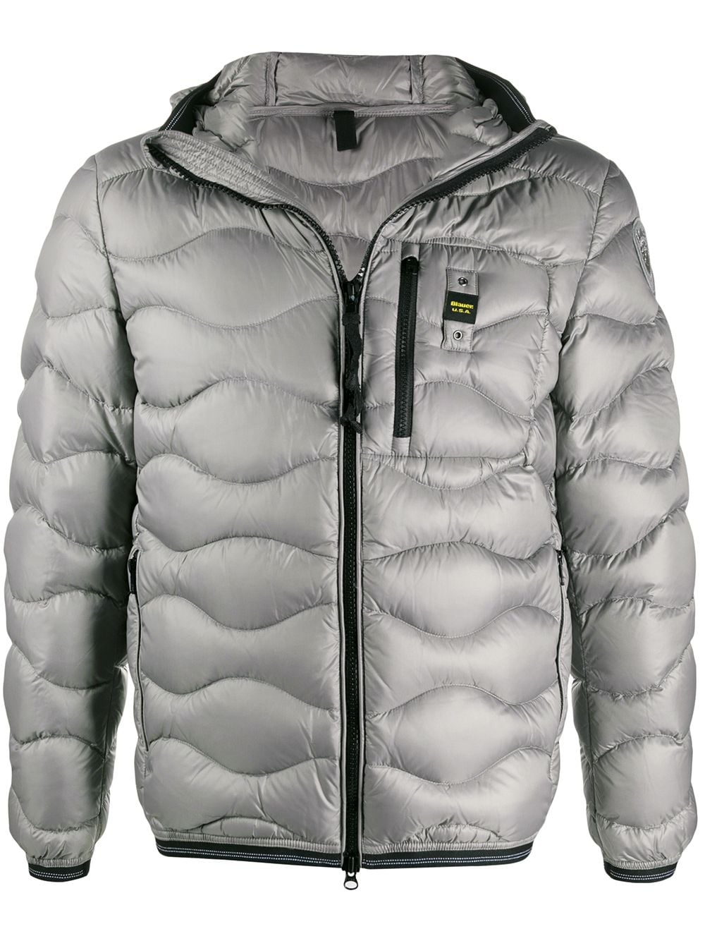 Blauer Quilted Zipped Jacket In Grey