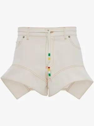 FLARED CUFF DENIM SHORTS in white | JW 