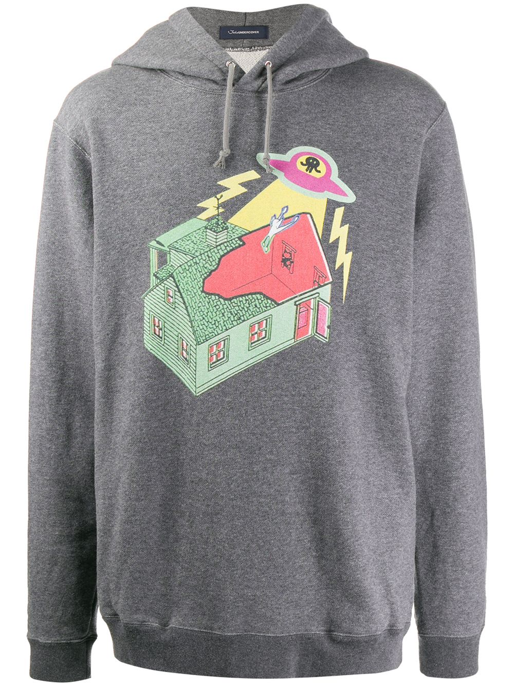 Johnundercover Long Sleeve Printed Invasion Hoodie In Grey