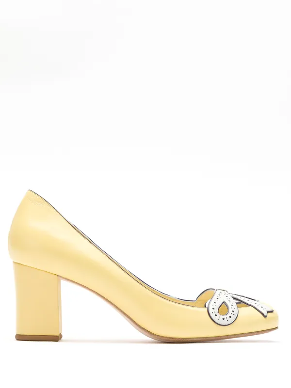 yellow leather pumps