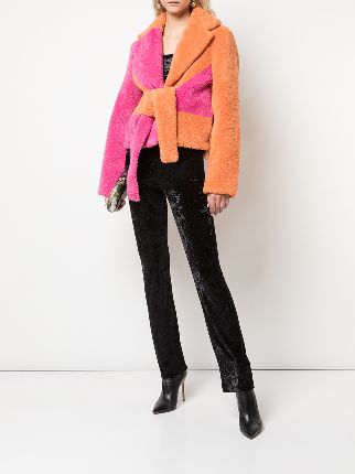 colour-block shearling coat展示图