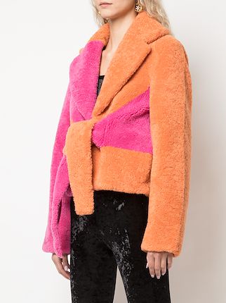 colour-block shearling coat展示图