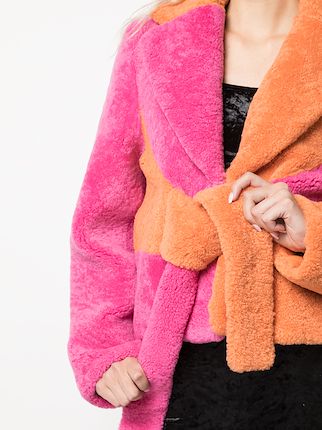 colour-block shearling coat展示图