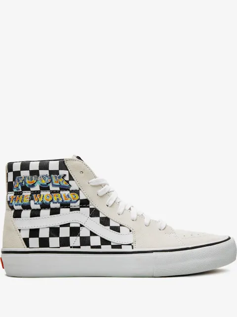 Vans x Supreme Sk8-Hi Pro "F*ck The World - Checkerboard" sneakers
