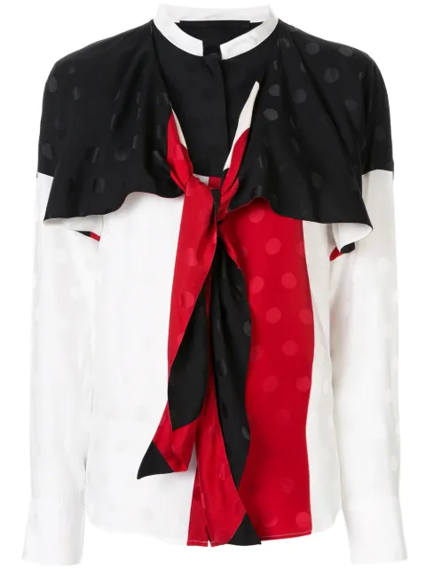 Haider Ackermann drape neck colour block blouse
