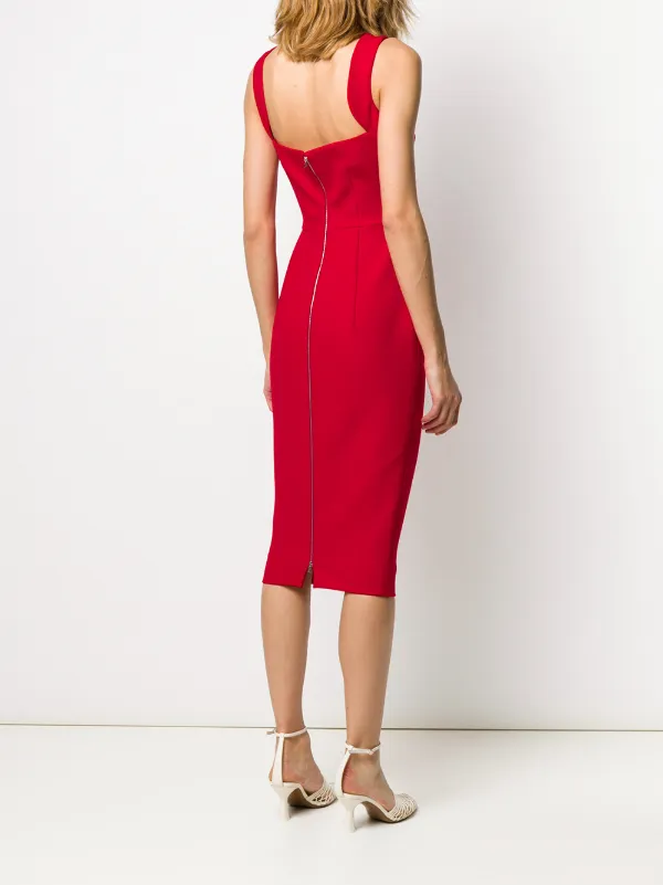 Red Knee Length Dress Victoria Beckham