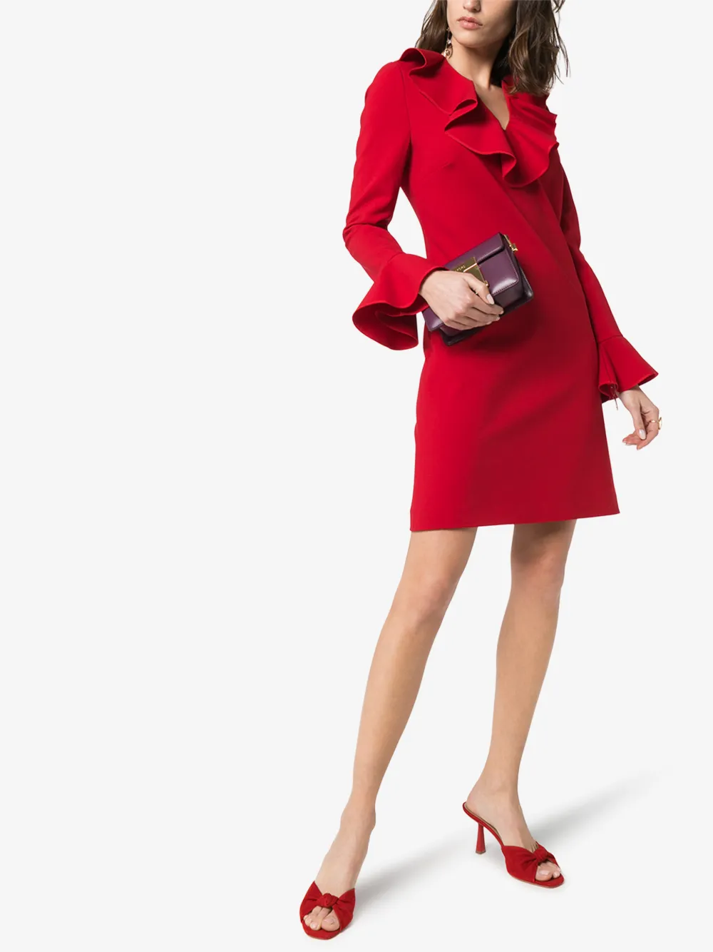 VALENTINO RUFFLE NECK SHIFT DRESS,TB3VAR304FJ14655630