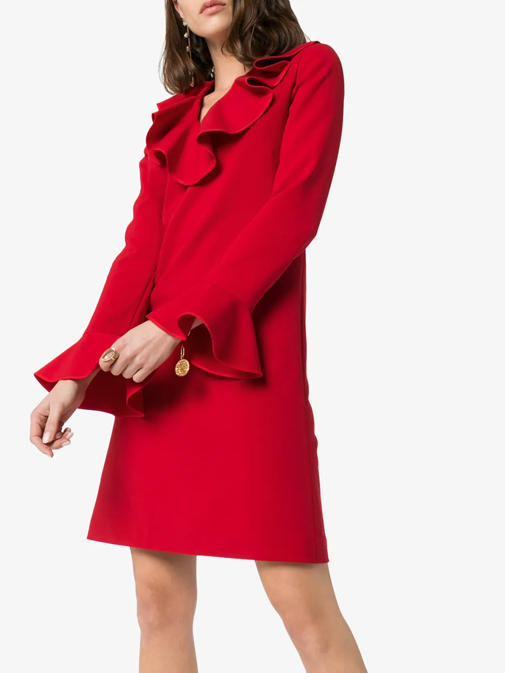 VALENTINO RUFFLE NECK SHIFT DRESS,TB3VAR304FJ14655630