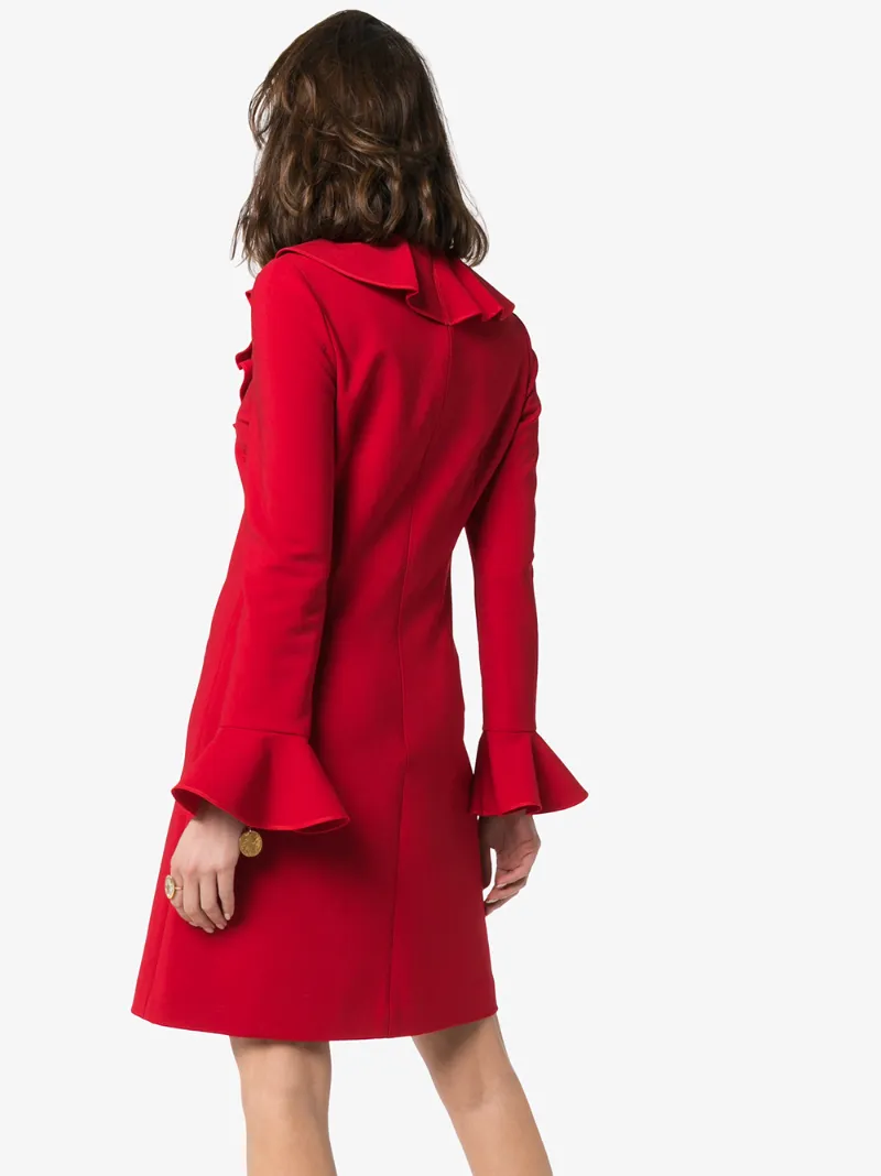 VALENTINO RUFFLE NECK SHIFT DRESS