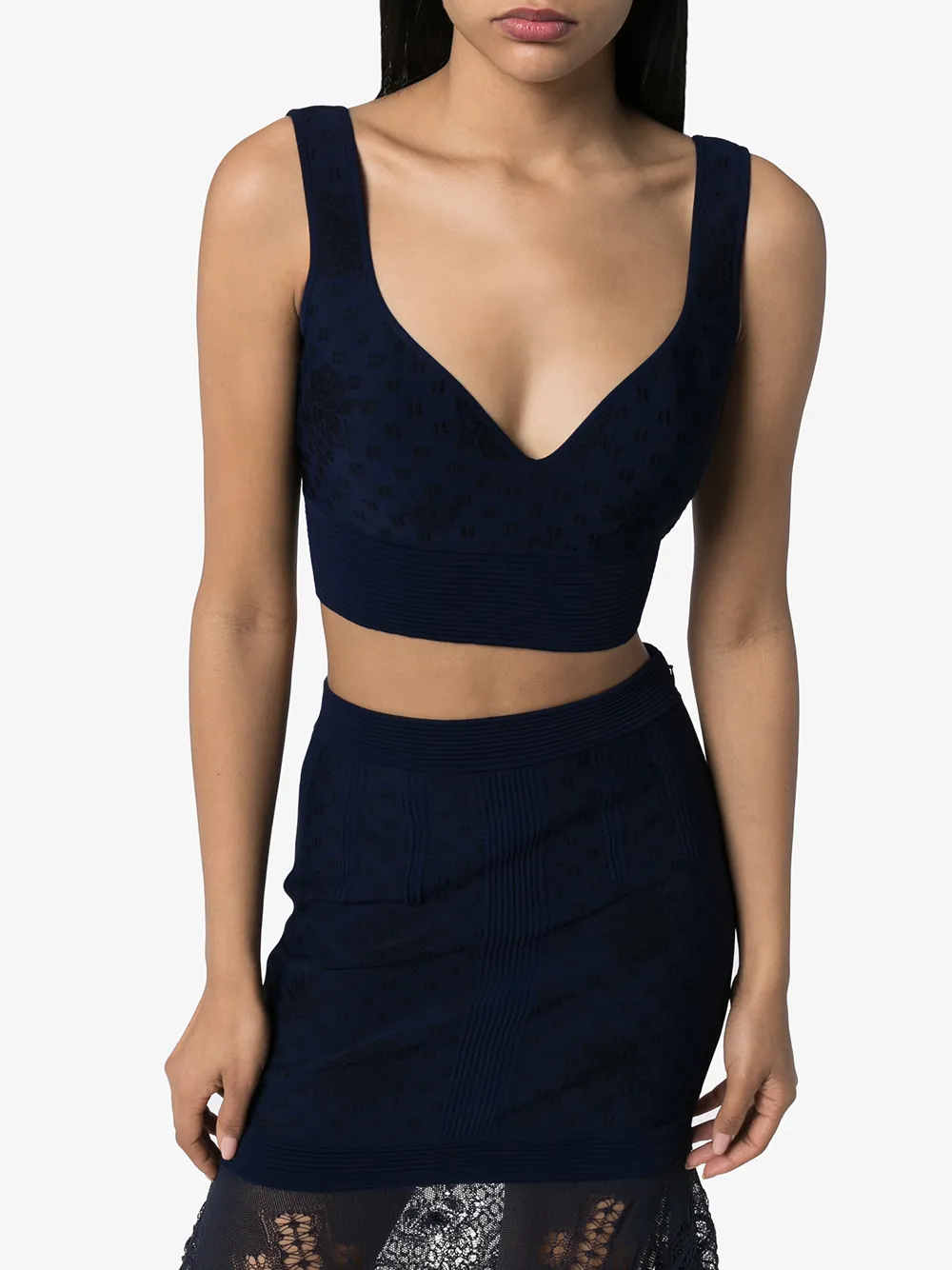 jacquard crop top and skirt