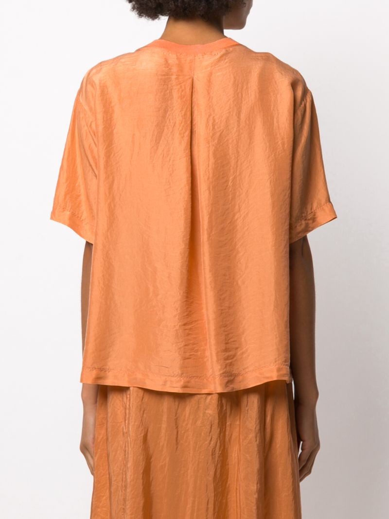 Shop Forte Forte Silk Short Sleeve Top In Orange