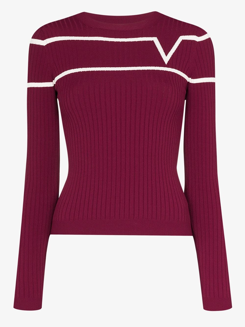 VALENTINO STRIPED RIB KNIT SWEATER,TB3KC01GCFX14656130