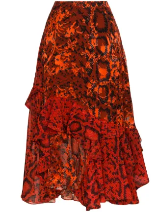 asymmetrical skirt snake print