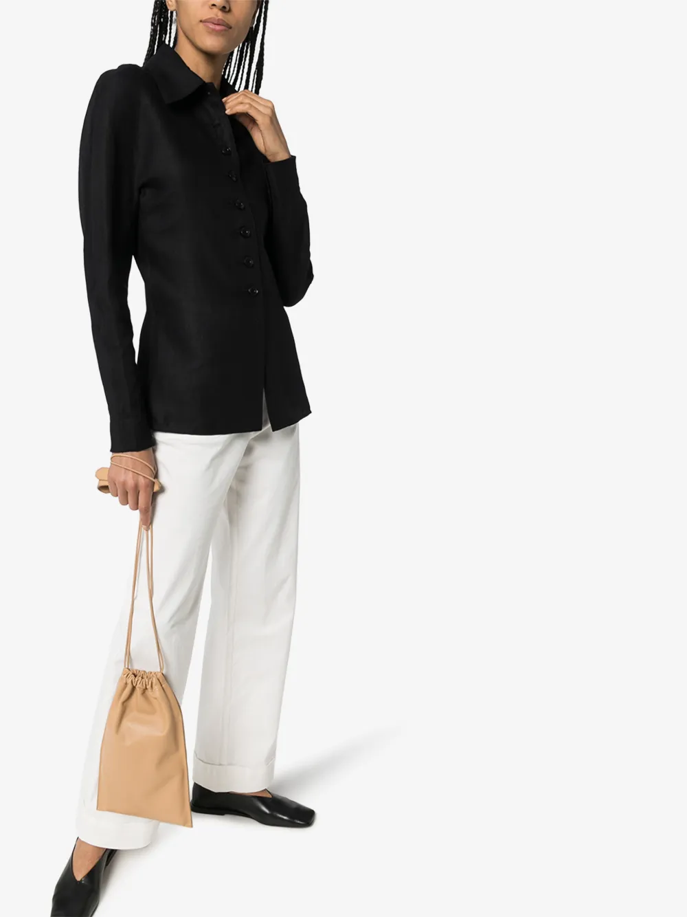 SAMUEL GUI YANG SAMUEL GUÌ YANG LINEN COLLARED BUTTON-DOWN SHIRT