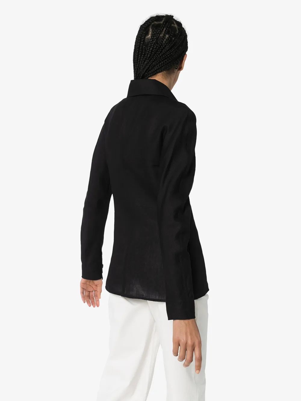 SAMUEL GUI YANG SAMUEL GUÌ YANG LINEN COLLARED BUTTON-DOWN SHIRT