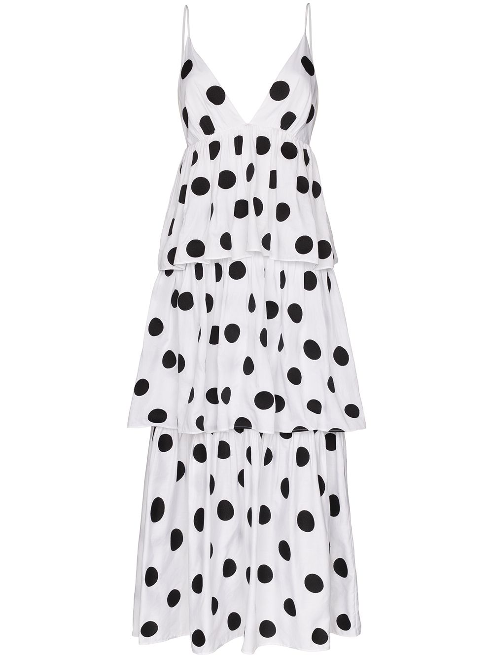 white dress with white polka dots