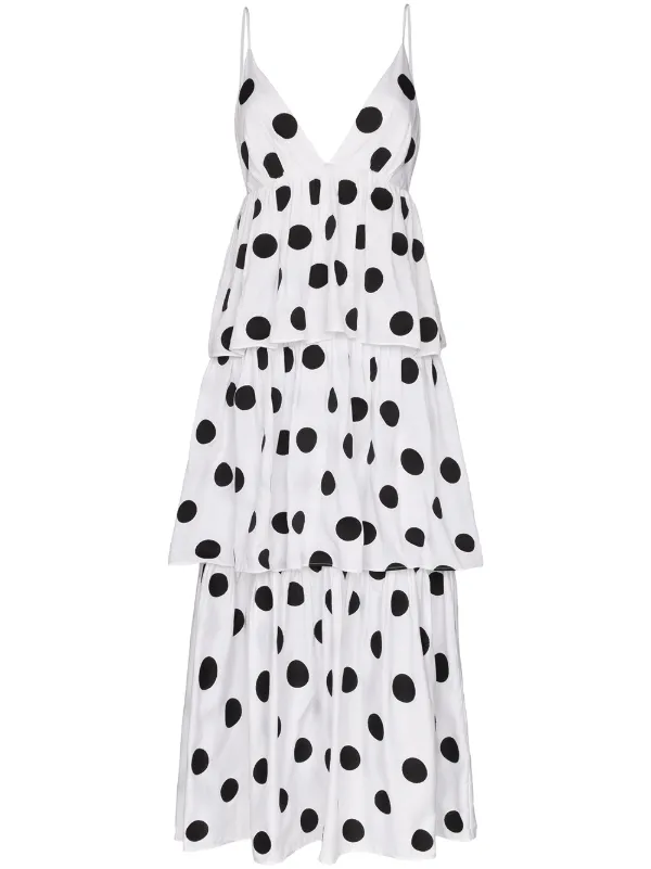 white dress with polka dots