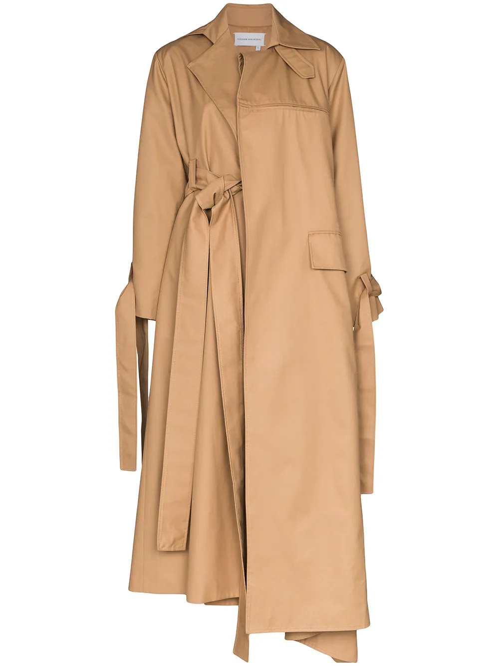 

Aleksandre Akhalkatsishvili belted long draped trench coat - Brown